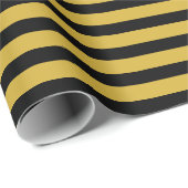 Black And Metallic Gold Stripe Pattern Premium Geschenkpapier (Rolleneckpunkt)