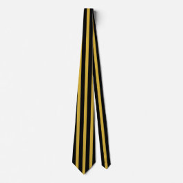 Black and Metallic Gold Striped Stylish Neck Tie Krawatte