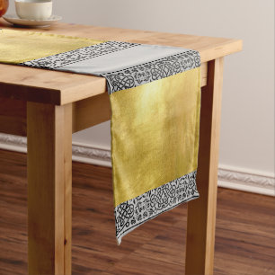 Black and Metallic Gold Table Runner Großer Tischläufer