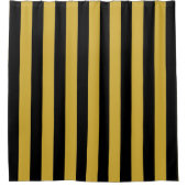 Black and Metallic Gold Vertical Striped Stylish Duschvorhang (Vorderseite)