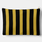 Black and Metallic Gold Vertical Striped Zubehörtasche (Rückseite)