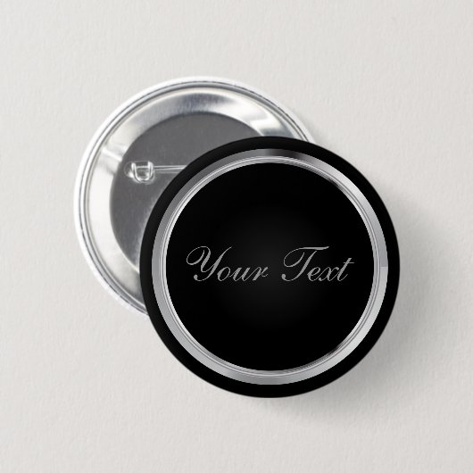 Black and Metallic Silver with DIY Text Button (Vorne & Hinten)
