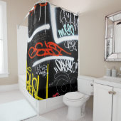 Black and multicolored graffiti art duschvorhang (Beispiel)