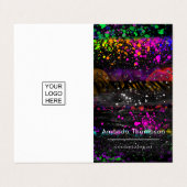 Black and Neon Brush Schlaganfälle Business Card Visitenkarten (Außenseite Aufgefaltet)