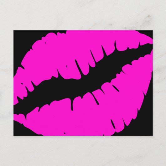 Black and Neon Pink Lipstick Kalligraphie Danke Postkarte (Vorderseite)