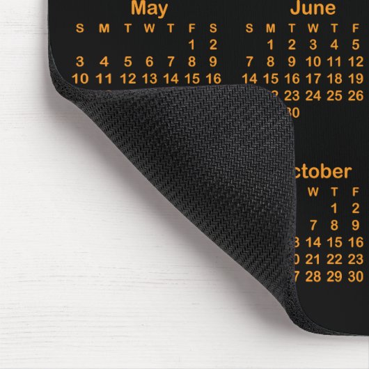Black and Orange 2026 Calendar Mousepad (Ecke)