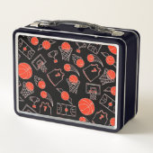 Black and Orange Basketball Thema Metall Brotdose (Rückseite)