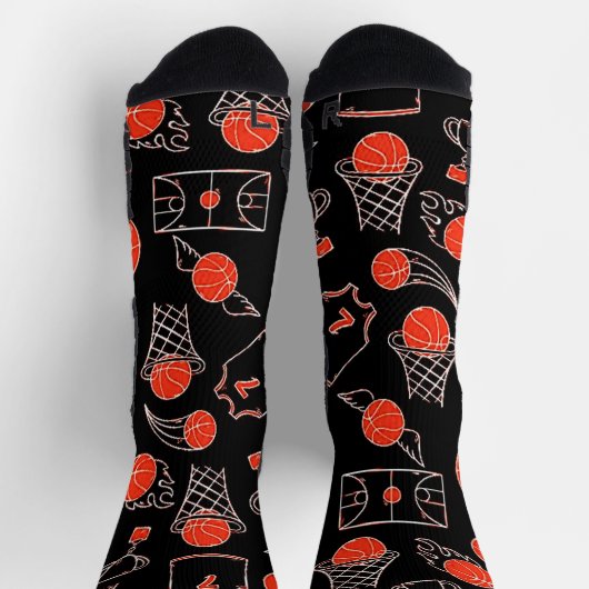 Black and Orange Basketball Thema Socken (Oben)