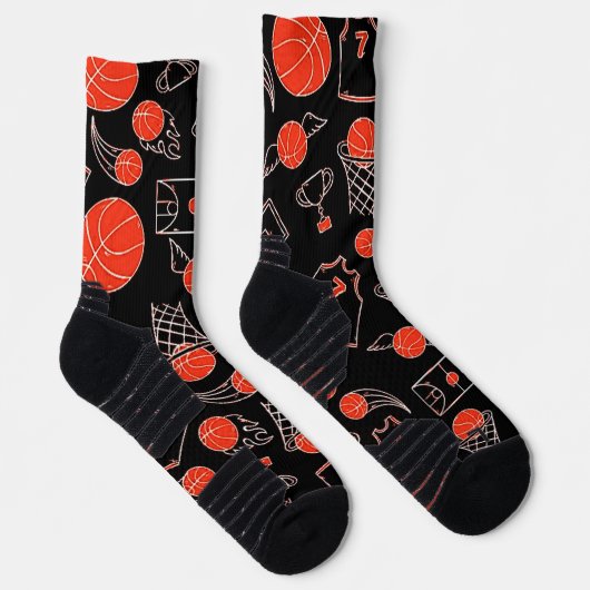 Black and Orange Basketball Thema Socken (Rechts)