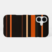 Black and Orange Bold Stripe Pattern iPhone 16 Hülle (Rückseite (Horizontal))