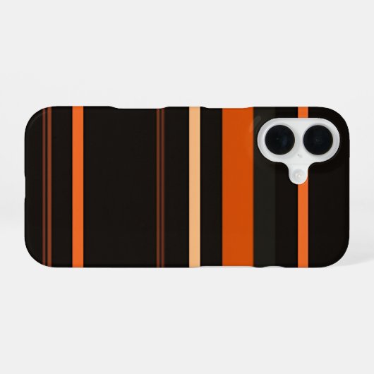 Black and Orange Bold Stripe Pattern iPhone 16 Hülle (Rückseite (Horizontal))