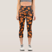 Black and Orange Floral Leggings (Vorderseite)