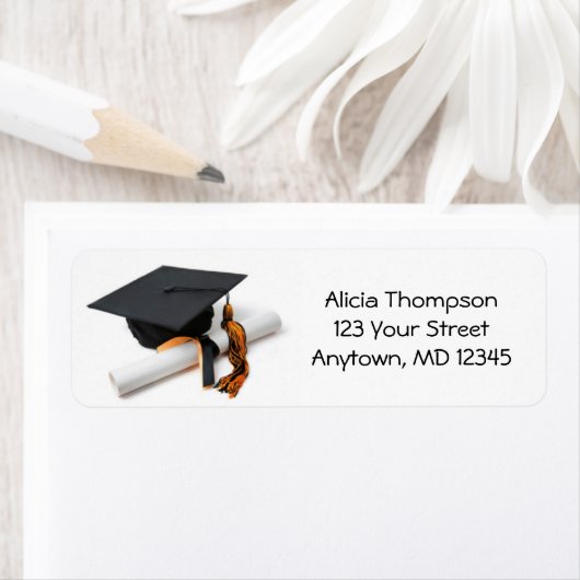 Black and Orange Graduation Cap and Tassel Address (Insitu)