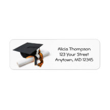 Black and Orange Graduation Cap and Tassel Address