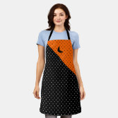 Black and Orange Polka Dots Halloween Schürze (Getragen)