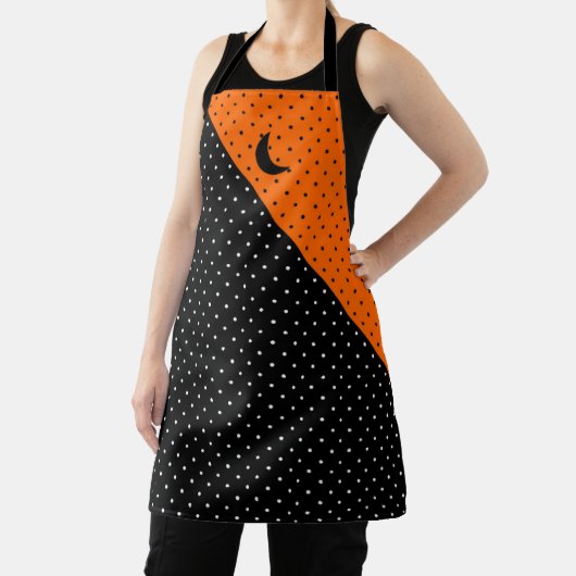 Black and Orange Polka Dots Halloween Schürze (InSitu)