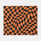 Black and Orange Psychedelic Checkered Groovy Grid Fleecedecke (Vorderseite (Horizontal))