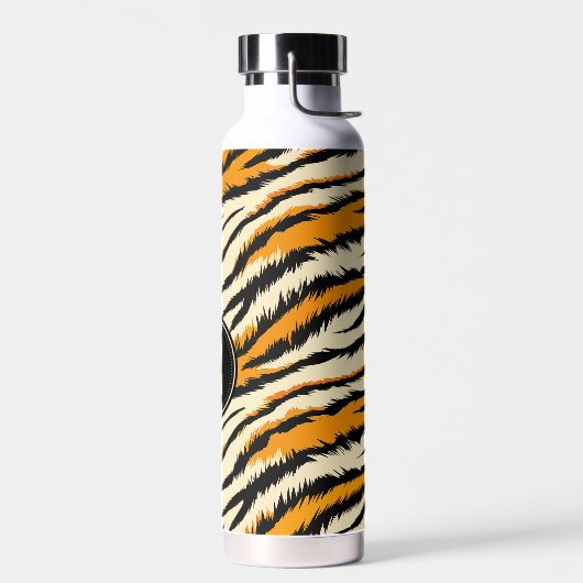 Black and Orange Tiger Pattern Monogram Trinkflasche (Links)
