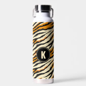 Black and Orange Tiger Pattern Monogram Trinkflasche (Vorne)
