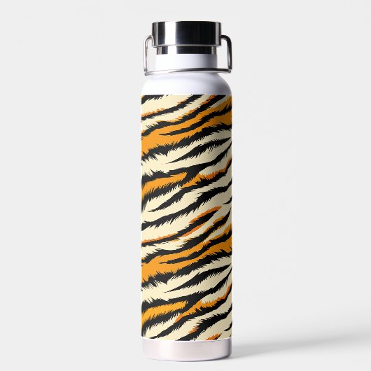 Black and Orange Tiger Pattern Monogram Trinkflasche (Rückseite)