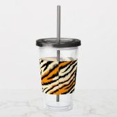 Black and Orange Tiger Stripes Monogram Acryltrinkbecher (Rechts)