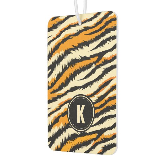 Black and Orange Tiger Stripes Monogram Autolufterfrischer (Links)