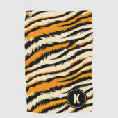 Black and Orange Tiger Stripes Monogram Golfhandtuch (Vorderseite)