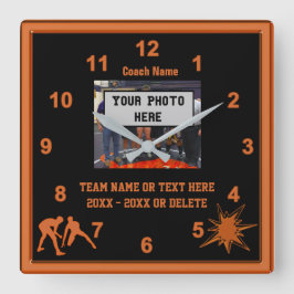 Black and Orange Wrestling Coach Geschenke FOTO, T Quadratische Wanduhr