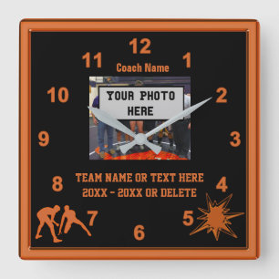 Black and Orange Wrestling Coach Geschenke FOTO, T Quadratische Wanduhr