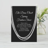 Black and Pearls Fashion Show Einladung (Stehend Vorderseite)