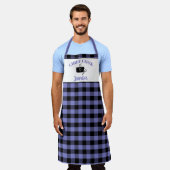 Black and Periwinkle Cook Buffalo Kariertes Muster Schürze (Getragen)