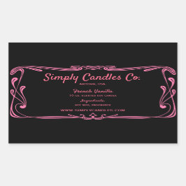 Black and Pink Border Candle Jar Labesl Rechteckiger Aufkleber