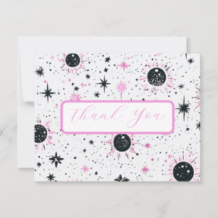 Black and Pink Celestial Wedding Danke Card