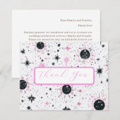Black and Pink Celestial Wedding Danke Card (Vorne/Hinten)