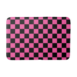 Black and pink checkerboard pattern badematte