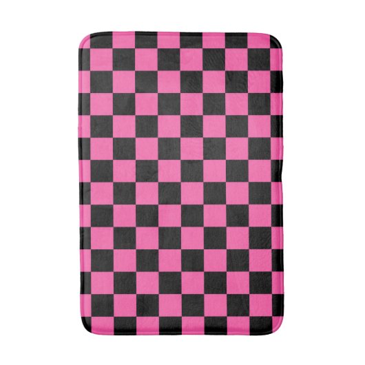 Black and pink checkerboard pattern badematte (Vorderseite Vertikal)