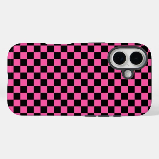 Black and pink checkerboard pattern Case-Mate iPhone hülle (Rückseite (Horizontal))
