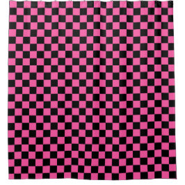 Black and pink checkerboard pattern duschvorhang