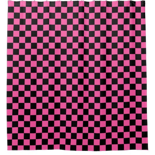 Black and pink checkerboard pattern duschvorhang (Vorderseite)