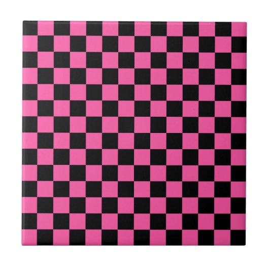 Black and pink checkerboard pattern fliese (Vorderseite)