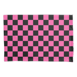 Black and pink checkerboard pattern kissenbezug