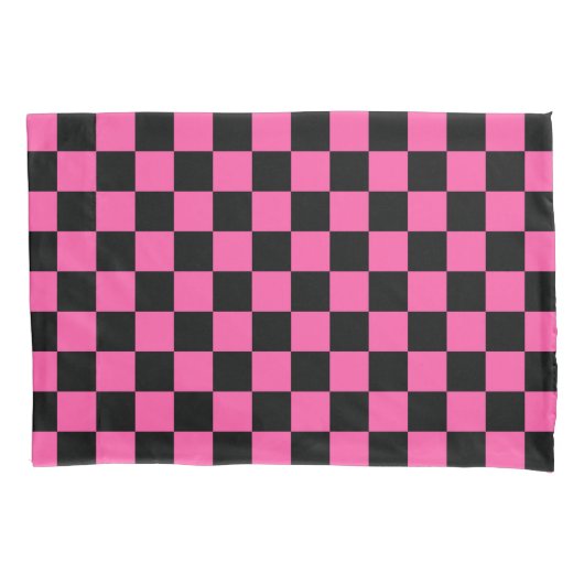 Black and pink checkerboard pattern kissenbezug (Vorderseite-Links)