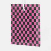 Black and pink checkerboard pattern ornament aus glas (Vorderseite links)