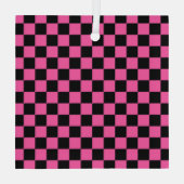 Black and pink checkerboard pattern ornament aus glas (Rückseite)