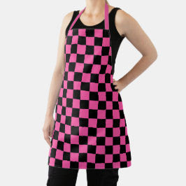 Black and pink checkerboard pattern schürze
