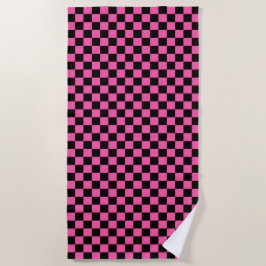 Black and pink checkerboard pattern strandtuch