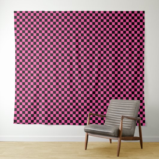 Black and pink checkerboard pattern wandteppich (Beispiel (Horizontal))