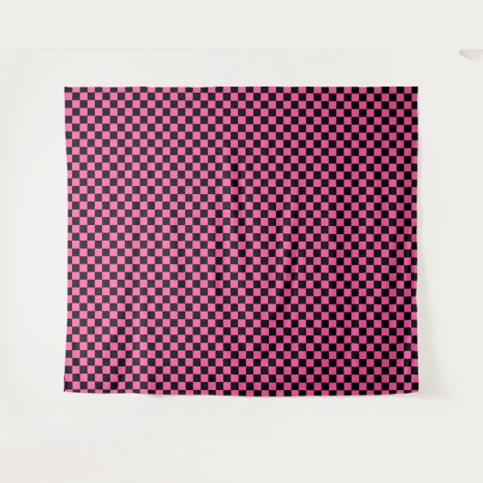 Black and pink checkerboard pattern wandteppich (Vorderseite (Horizontal))