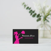 Black and Pink Cleaning Service Housekeeper Maid Visitenkarte (Stehend Vorderseite)