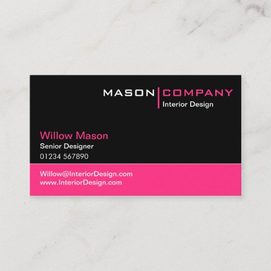 Black and Pink Corporate Business Card Visitenkarte (Vorderseite)